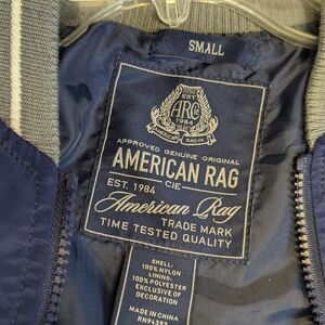 American Rag Fully Lined  Jacket Blue Large Bomber Style Jacket  Great Condition